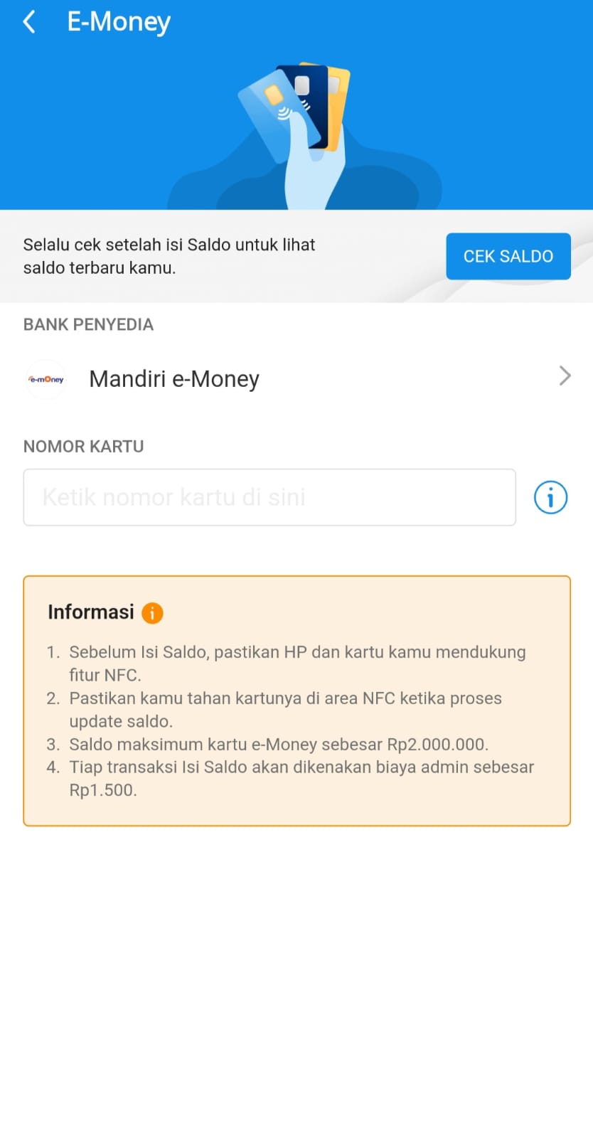 isi mandiri e money di dana
