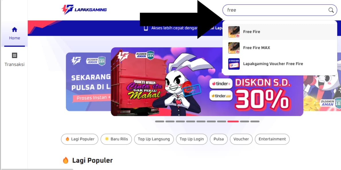 cara top up lapak gaming ff