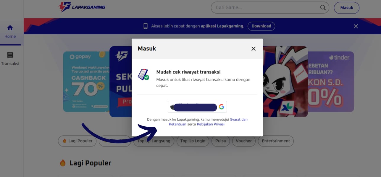 login web lapak gaming