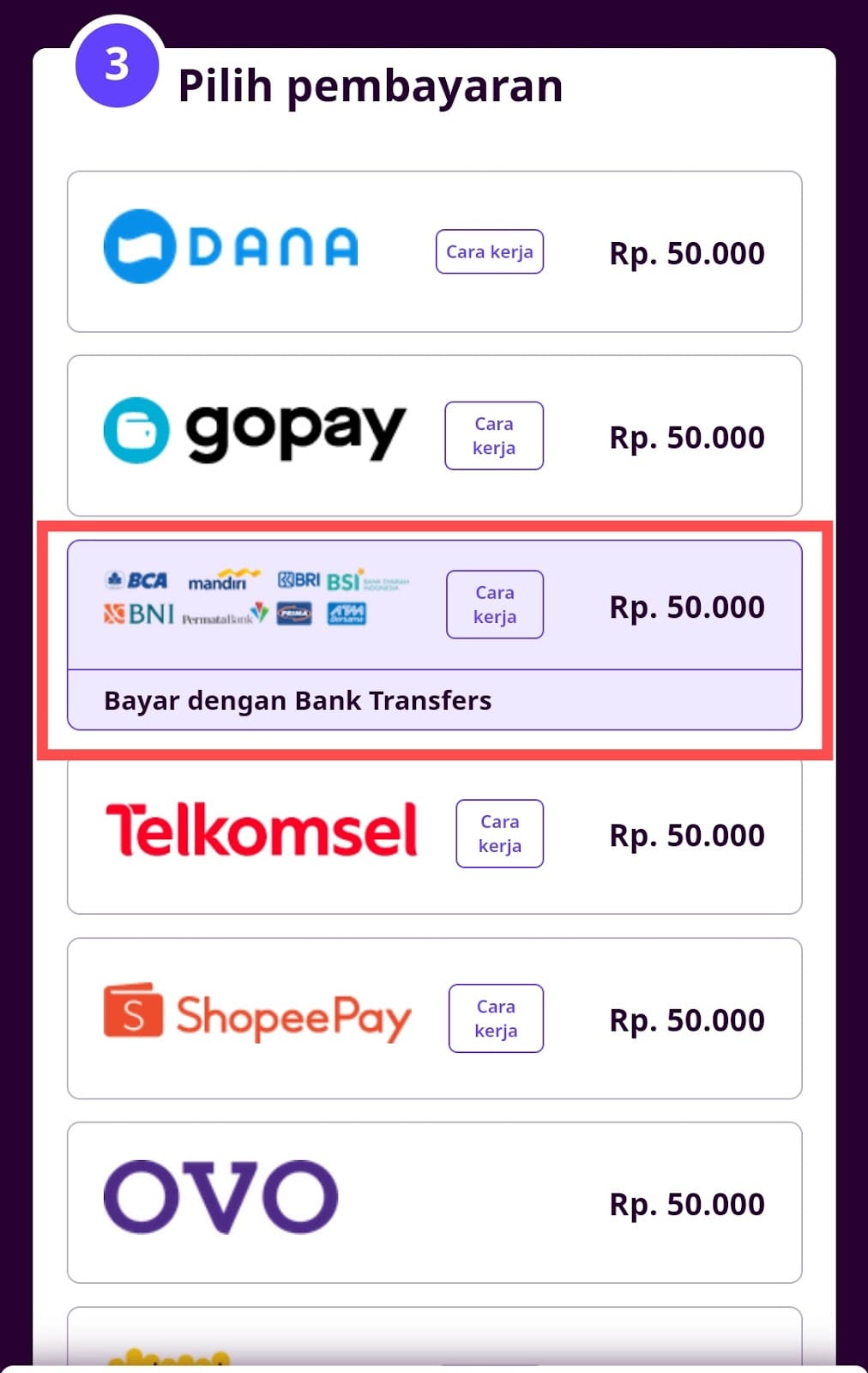 menentukan metode pembayaran Codashop super Sus